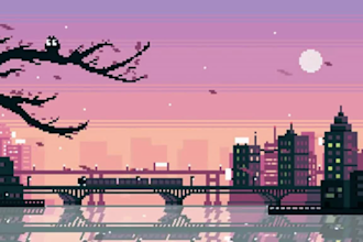 create pixel art background for game environment and landscape