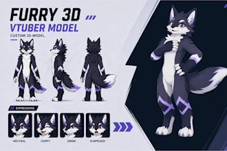 create custom 3d furry vtuber and vroid models