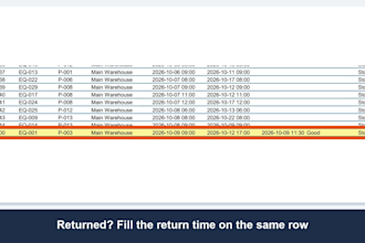 create an excel equipment inventory and issue return tracker