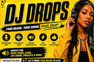 create custom dj name drops with male or female voices