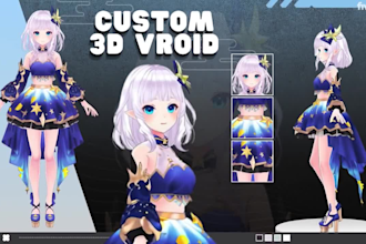 design high quality vtuber, live2d, 3d character rigging, 3d vtuber modelling