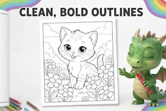 create custom kids coloring pages with bold outlines