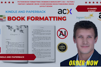 kdp book formatting, paperback, ebook and layout design for pdf print