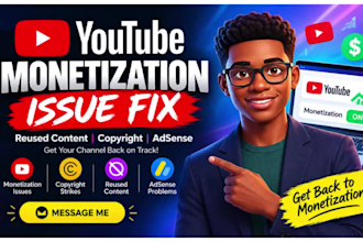 fix youtube monetization issues, reused contents, copyright and adsense