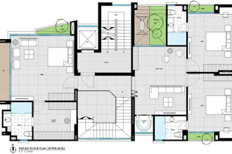create photoshop render of plan, section and elevation
