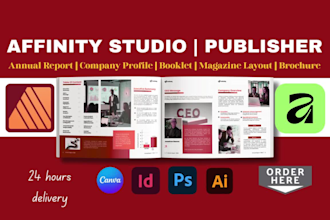 design company profile annual reports magazine layout booklet affinity publisher