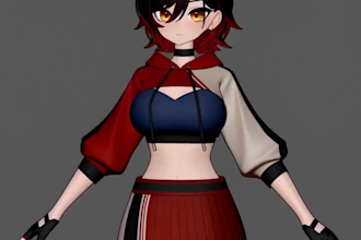 design anime 3d vtuber character and chibi avatar for vrchat