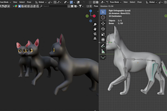 create 3d creature design,  3d animal animal model, rigging, animation