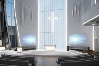 design modern church interior and exterior layout with 3d visualization
