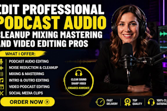 edit professional podcast audio cleanup mixing mastering and video editing pros