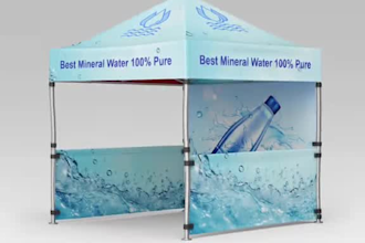 design a modern, print ready canopy tent and trade show booth