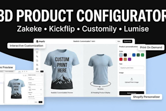 zakeke kickflip customily lumise 2d 3d product configurator shopify  pod store