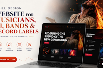 design a website for musicians, dj, bands and record labels