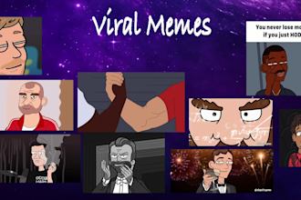 create a custom 2d cartoon animated GIF for social media