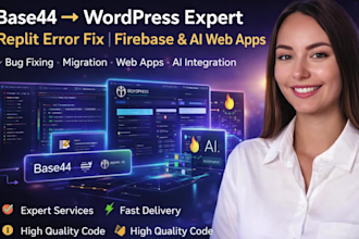 base44 webapp expert migrate replit to wordpress replit error replit ai firebase