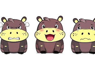 design custom 2d cartoon character sheet with expressions and turnaround