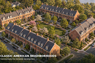 create 3d master plan visualization for townhouse complexes and land estates