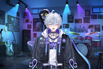 design stream overlay, twitch vtuber background, live 2d vtuber model, rigging