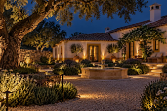 design a custom landscape night lighting plan and high quality 3d render