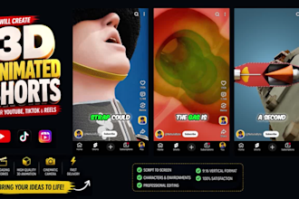 create 3d animated youtube shorts and reels