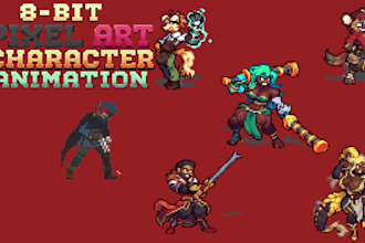 do pixel art animation spritesheet pixel character game animation for indie game