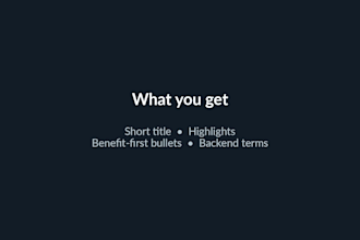 write converting amazon listing titles, bullets and backend keywords