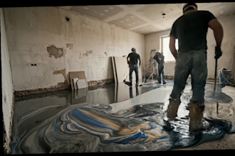 create viral ai epoxy flooring time lapse, before after transformation video