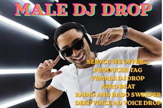 record professional dj drop deep voice radio sweepers and producer tag and intro