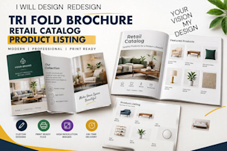 design  redesign tri fold brochure retail catalog product