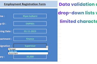 design excel spreadsheets with formulas ,dropdowns and automation