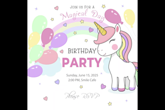 create custom kids invitation design, birthday card, and party invitation