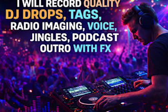 record quality dj drops,tags,radio imaging, voice, jingles,podcast outro with fx