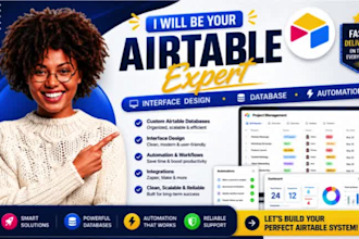 design airtable interface, airtable database and airtable automation