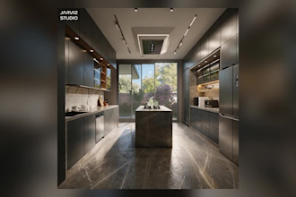create realistic 3d kitchen and bathroom interior rendering