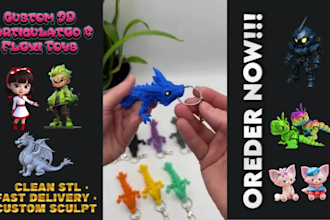 sculpt 3d articulated model 3d flexi toy, bjd articulated doll for 3d printing