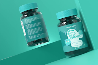 make gummy label and packaging design for kids supplement multivitamins products