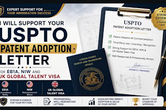 support your upsto patent adoption letter for eb1a niw and uk global talent visa