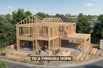 create realistic house construction time lapse videos
