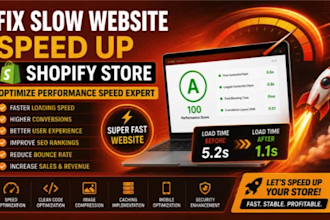 fix slow website, optimize performance speed expert and speed up shopify store