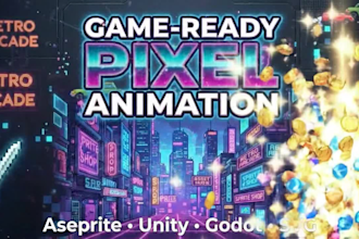 do retro pixel animation and 3d pixel games for aseprite, unity and godot games