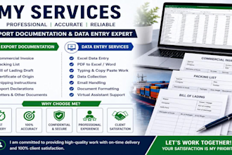 provide export documentation and logistics support services