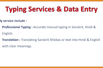 do professional english, hindi and sanskrit typing