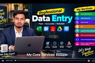do excel data entry, web research and virtual assistant