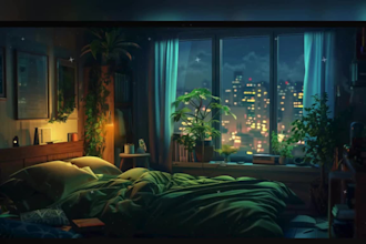 illustrate an aesthetic lofi character art for your cozy lofi art for animation
