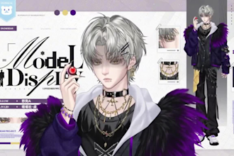 create custom male or female vtuber live 2d model furry anime for streaming