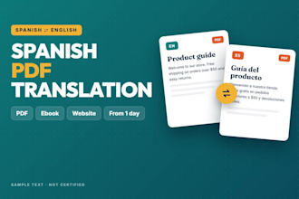translate spanish to english and english to spanish for pdf, website and ebook