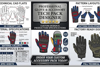 custom accessories tech pack gloves mittens fashion tech pack gloves tech pack