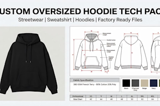 design custom oversized for hoodie tech pack sweatshirt and streetwear clothing