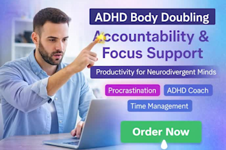 provide adhd body doubling, accountability, and productivity support