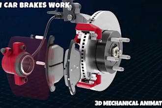 create 3d automotive mechanical brake system animation technical explainer video